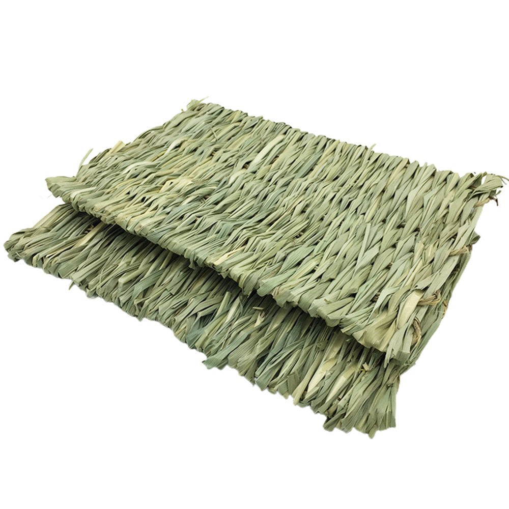 SPRING PARK 2Pack Grass Mat Woven Bed Mat for Small Animal Bunny Bedding Nest Chew Toy Bed Play Toy for Guinea Pig Parrot Rabbit Bunny Hamster Rat Animals & Pet Supplies > Pet Supplies > Small Animal Supplies > Small Animal Bedding SPRING PARK   