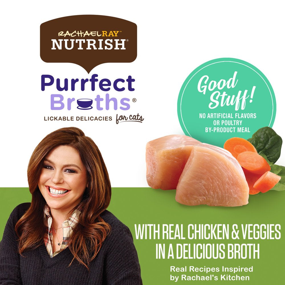 Rachael Ray Nutrish Purrfect Broths Lickable Cat Treats and Meal Complements, Classic Chicken Recipe, 1.4-Ounce Pouch Animals & Pet Supplies > Pet Supplies > Cat Supplies > Cat Treats The J.M. Smucker Company   