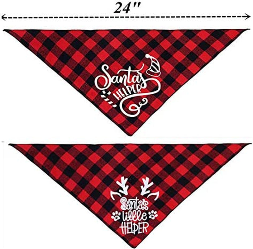 JPB Christmas Dog Bandana Pack of 4 Classic Buffalo Plaid Pets Scarf Triangle Bibs Kerchief Set Animals & Pet Supplies > Pet Supplies > Dog Supplies > Dog Apparel JPB   