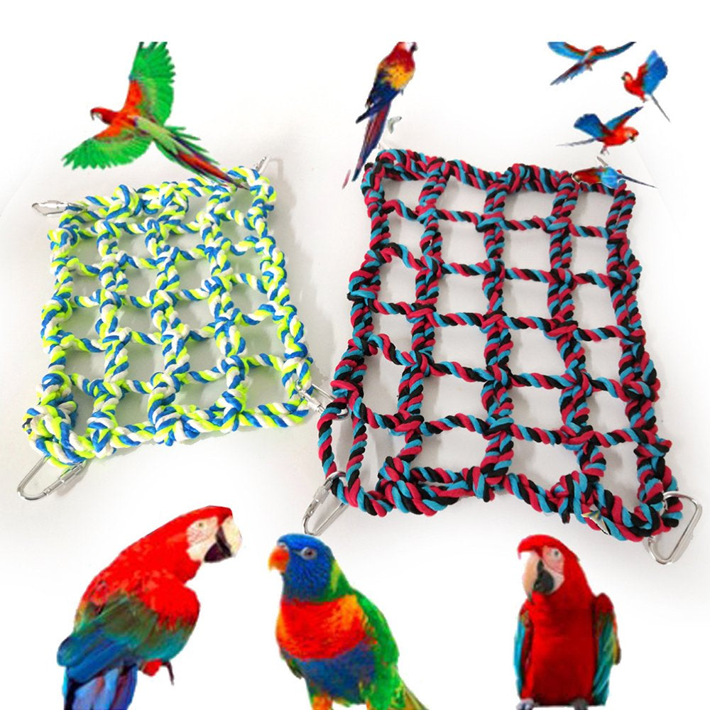 Colorful Pet Net Hammock Toy Parrot Cage Toy Rope Climbing Net Ladder Creative Birds Play Gym Toy Pendant (Black Size L) Animals & Pet Supplies > Pet Supplies > Bird Supplies > Bird Toys NUOLUX   