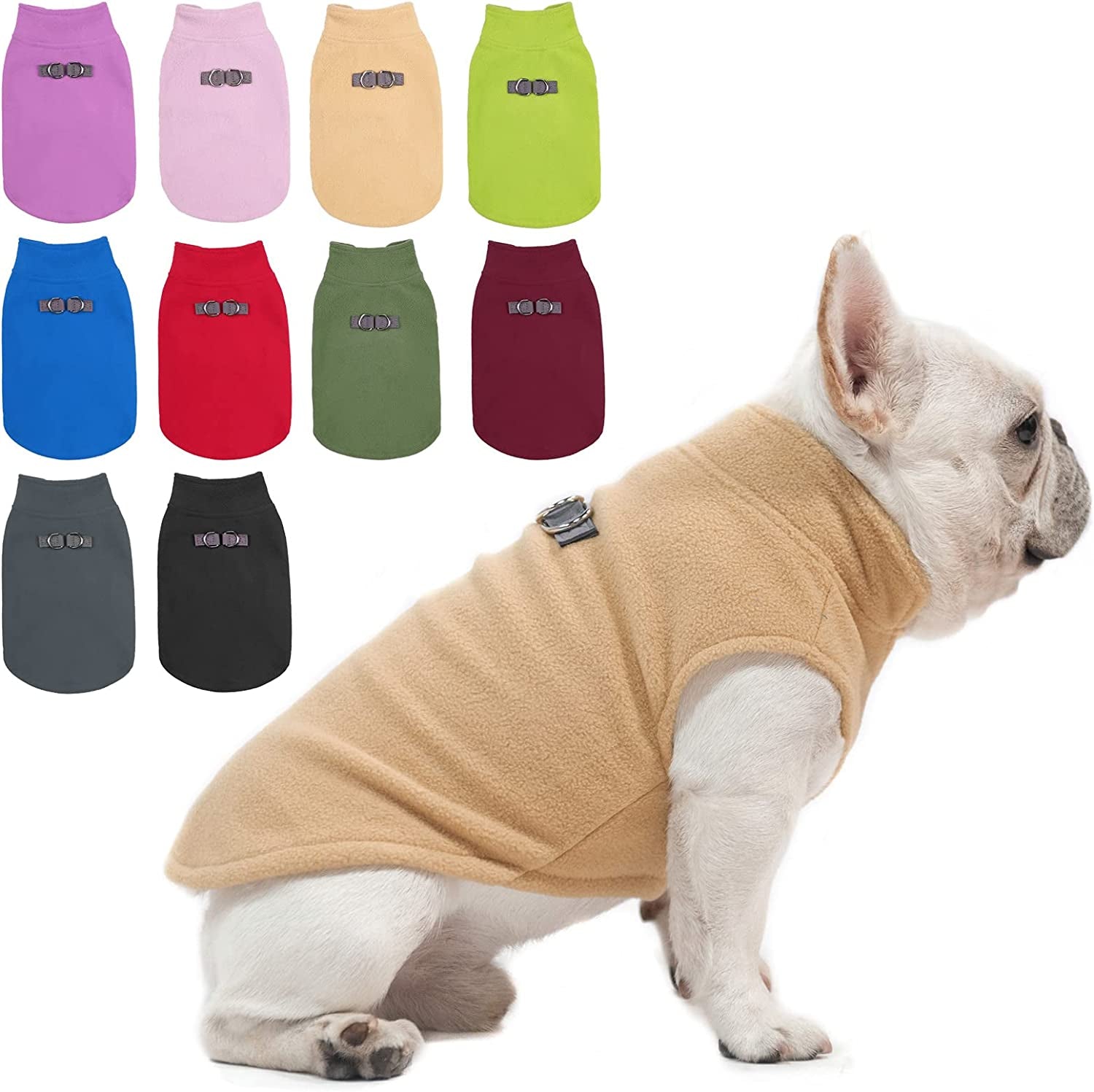 BEAUTYZOO Dog Fleece Vest Sweater Winter Jacket for Small and Medium Dogs with D-Ring Leash Cold Weather Coat Hoodie for XS S M Dogs Boy or Girls Animals & Pet Supplies > Pet Supplies > Dog Supplies > Dog Apparel BEAUTYZOO BEIGE Medium 