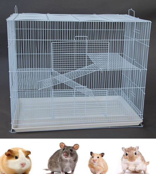 Medium 3-Tiers Small Animal Critter House Habitat Cage with Narrow 3/8-Inch Wire Spacing for Guinea Pig Ferret Chinchilla Sugar Glider Rats Mice Hamster Hedgehog Gerbil