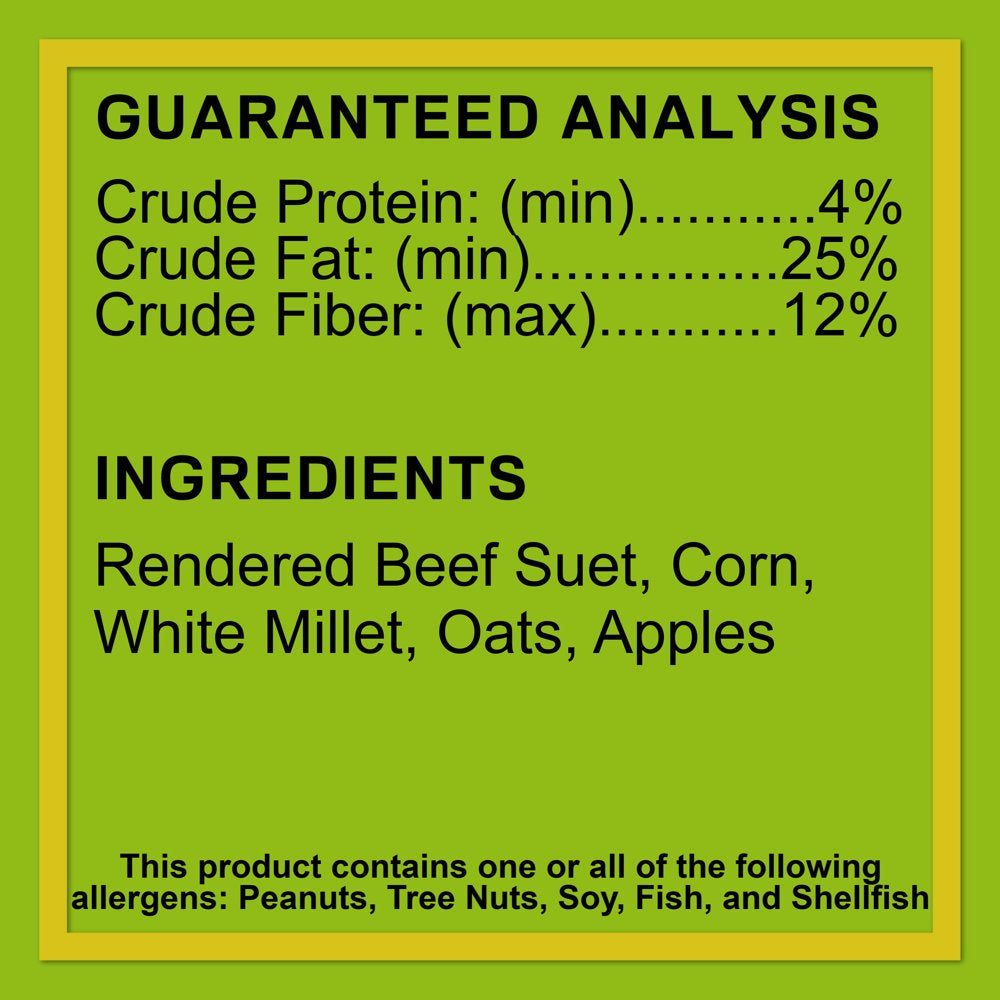 C&S Products Apple Treat Suet, for Year round Feeding, 11.75 Oz Cake, Wild Bird Food Animals & Pet Supplies > Pet Supplies > Bird Supplies > Bird Treats Central Garden and Pet   