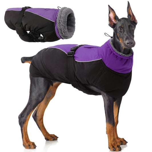 ROZKITCH Winter Warm Dog Coat Windproof Cozy Dog Jacket Cold Weather Thick Fleece Vest Water Repellent Apparel with Harness/Leash Hole & Reflective for Outdoor Small Medium Large Dogs Animals & Pet Supplies > Pet Supplies > Dog Supplies > Dog Apparel ROZKITCH S  