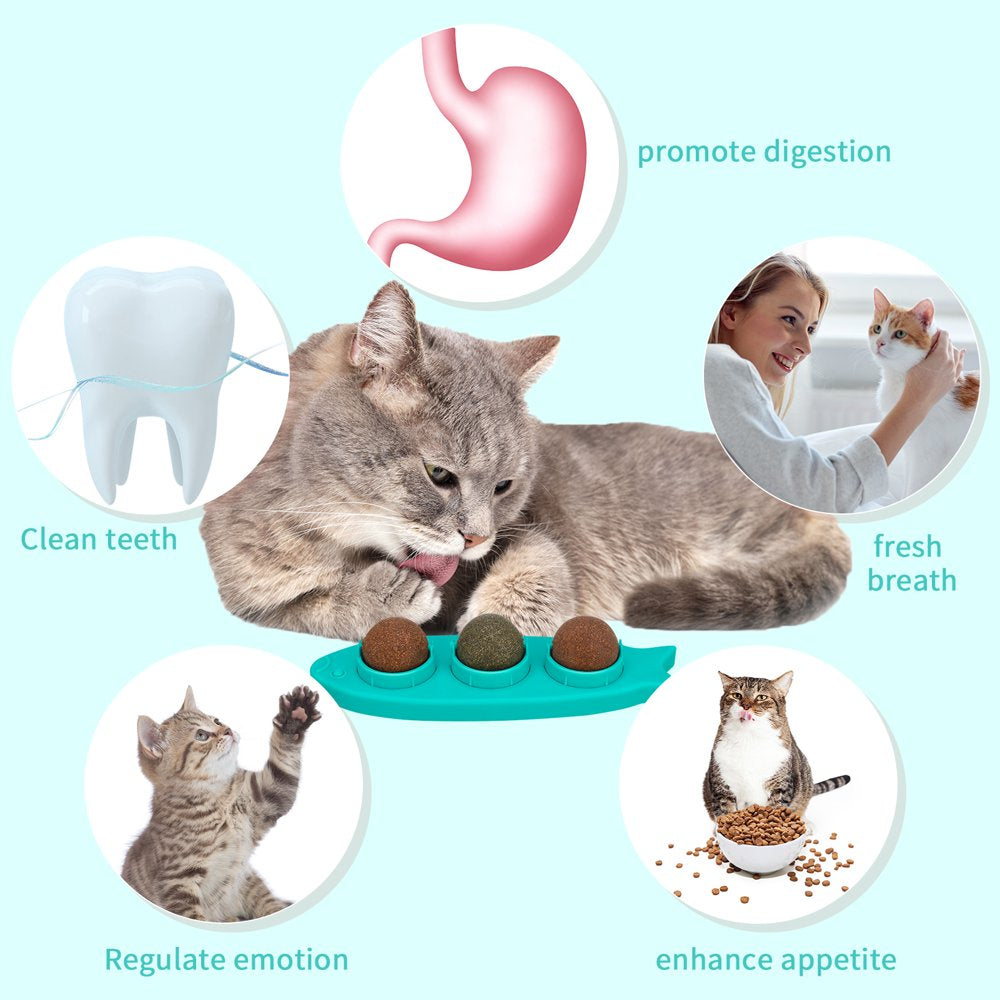 Taihexin 3 in 1 Catnip Wall Balls Toys, Teeth Cleaning Catnip Toy for Cats Licker, Fish Shape Self-Adhesive Catnip Edible Balls Animals & Pet Supplies > Pet Supplies > Cat Supplies > Cat Toys TAIHEXIN   