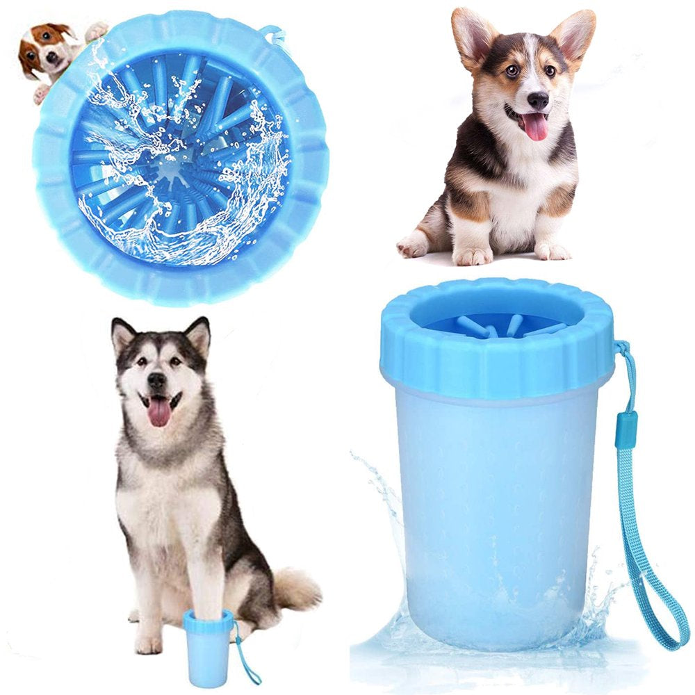 Semfri Dog Paw Cleaner 2 in 1 Silicone Dog Paw Washer Cup Portable Silicone Pet Cleaning Brush Dog Foot Cleaner Animals & Pet Supplies > Pet Supplies > Dog Supplies > Dog Apparel Semfri L Blue 