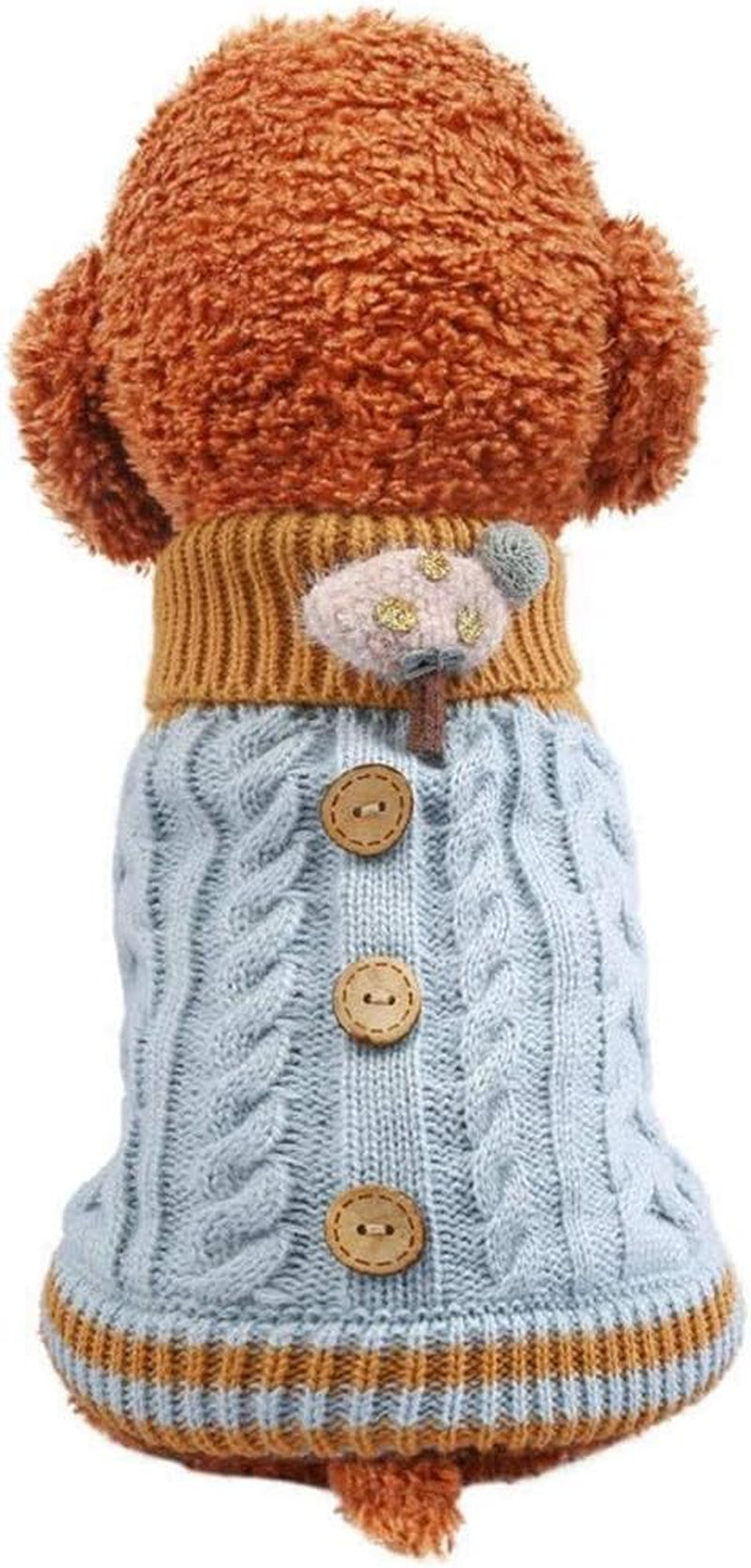 Winter Dog Warm Sweater Puppy Clothes Small Dog Chihuahua Knitted Sweater Turtleneck Sweater Button Decoration (S, Pink) Animals & Pet Supplies > Pet Supplies > Dog Supplies > Dog Apparel DHAJA Blue S 