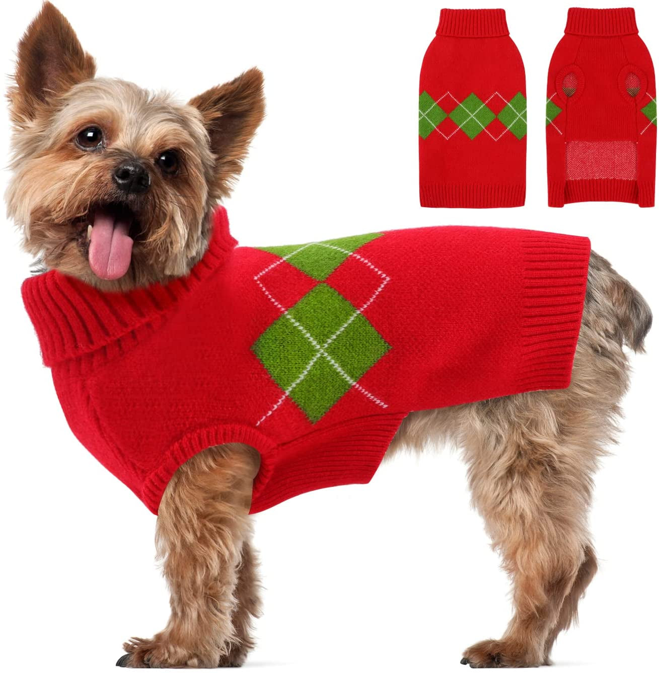 ALAGIRLS Winter Dog Sweater Warm Puppy Clothes,Classic Turtleneck Plaid Cat Sweater,Pullover Christmas Holiday Pet Outfits Apparel for Large Dogs,Pink L Animals & Pet Supplies > Pet Supplies > Dog Supplies > Dog Apparel ALA Red Small 