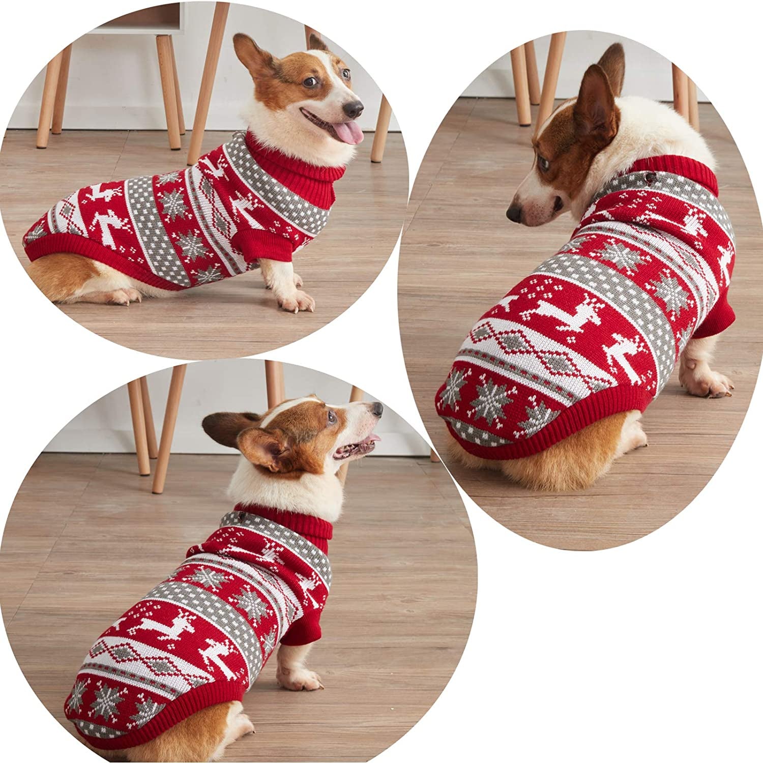 ZIFEIPET Dog Christmas Sweater Cute Reindeer Snowflake Knit Sweater Pet Holiday Cloth Soft Warm Turtleneck Knitwear for Large Dogs Animals & Pet Supplies > Pet Supplies > Dog Supplies > Dog Apparel JIACHONG   