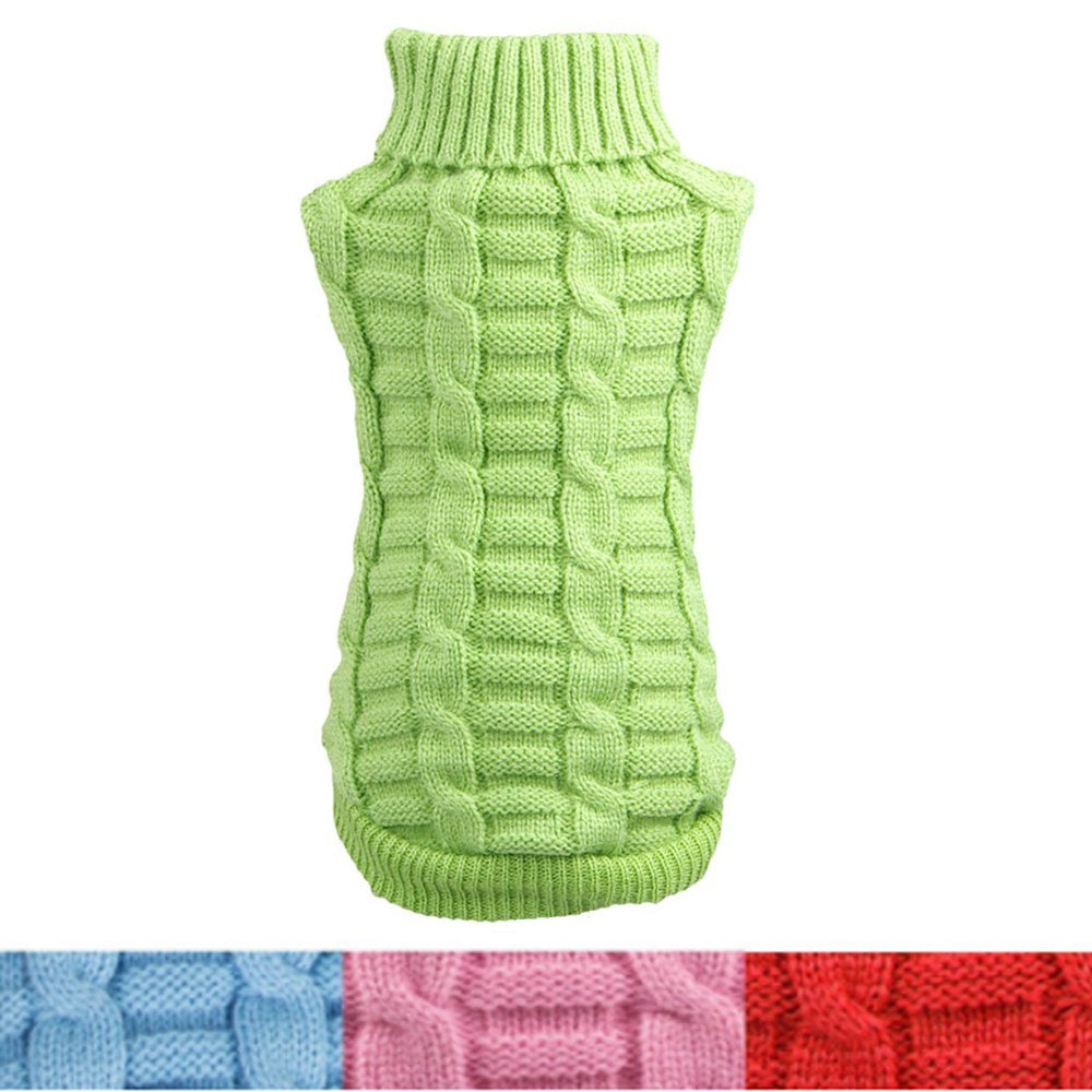 Pet Dog Cat Warm Coat Knit Sweater Winter Clothes Apparel for Small Puppy Animals & Pet Supplies > Pet Supplies > Cat Supplies > Cat Apparel Unique Bargains L Green 