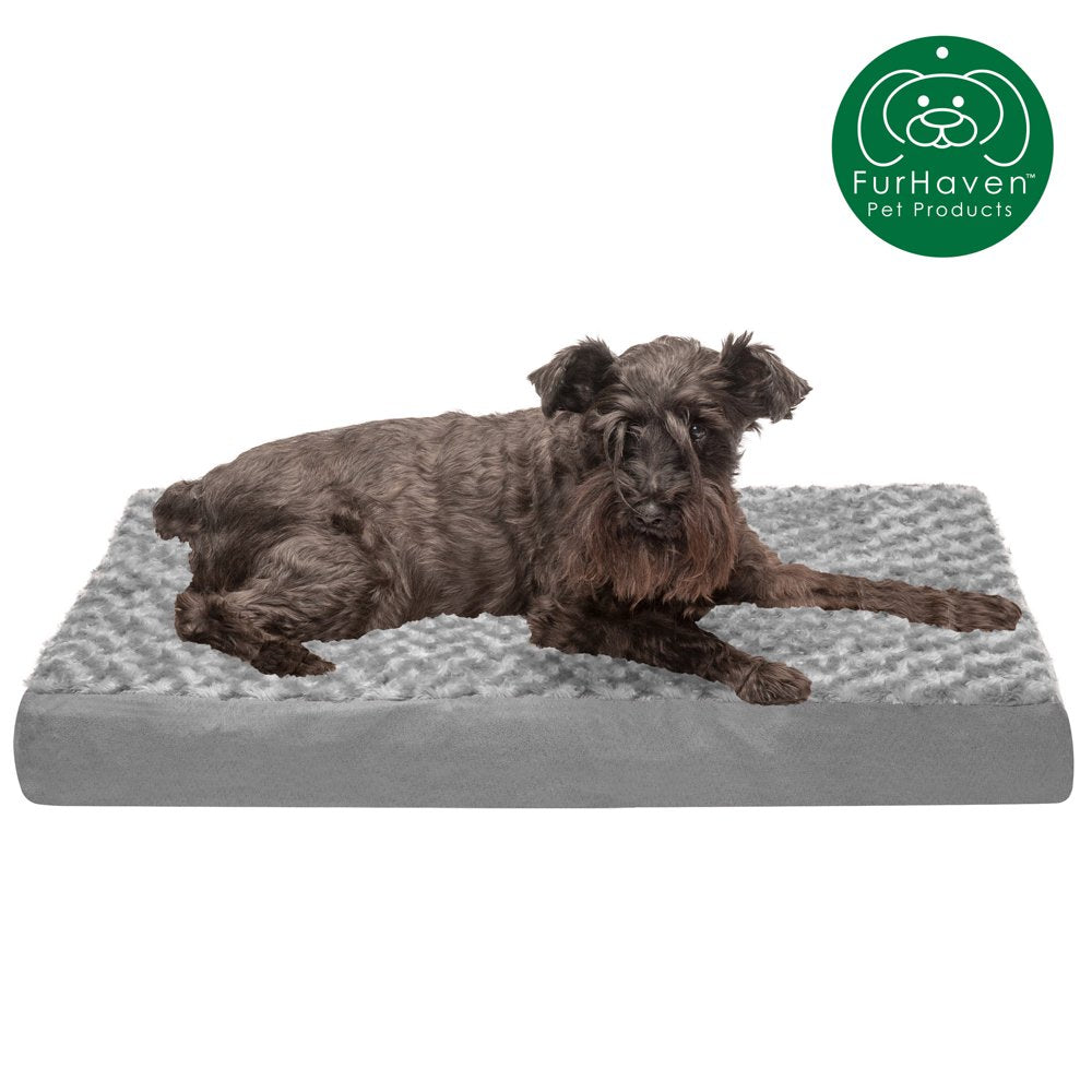 Furhaven Pet Products | Deluxe Memory Foam Ultra Plush Mattress Pet Bed for Dogs & Cats, Chocolate, Jumbo Animals & Pet Supplies > Pet Supplies > Cat Supplies > Cat Beds FurHaven Pet Memory Foam M Gray