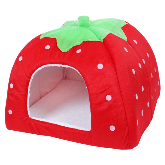 Foldable Strawberry Pet Dog Cat Bed Doggy Kennel House Puppy Basket Pat L Animals & Pet Supplies > Pet Supplies > Cat Supplies > Cat Beds Unique-Bargains L  