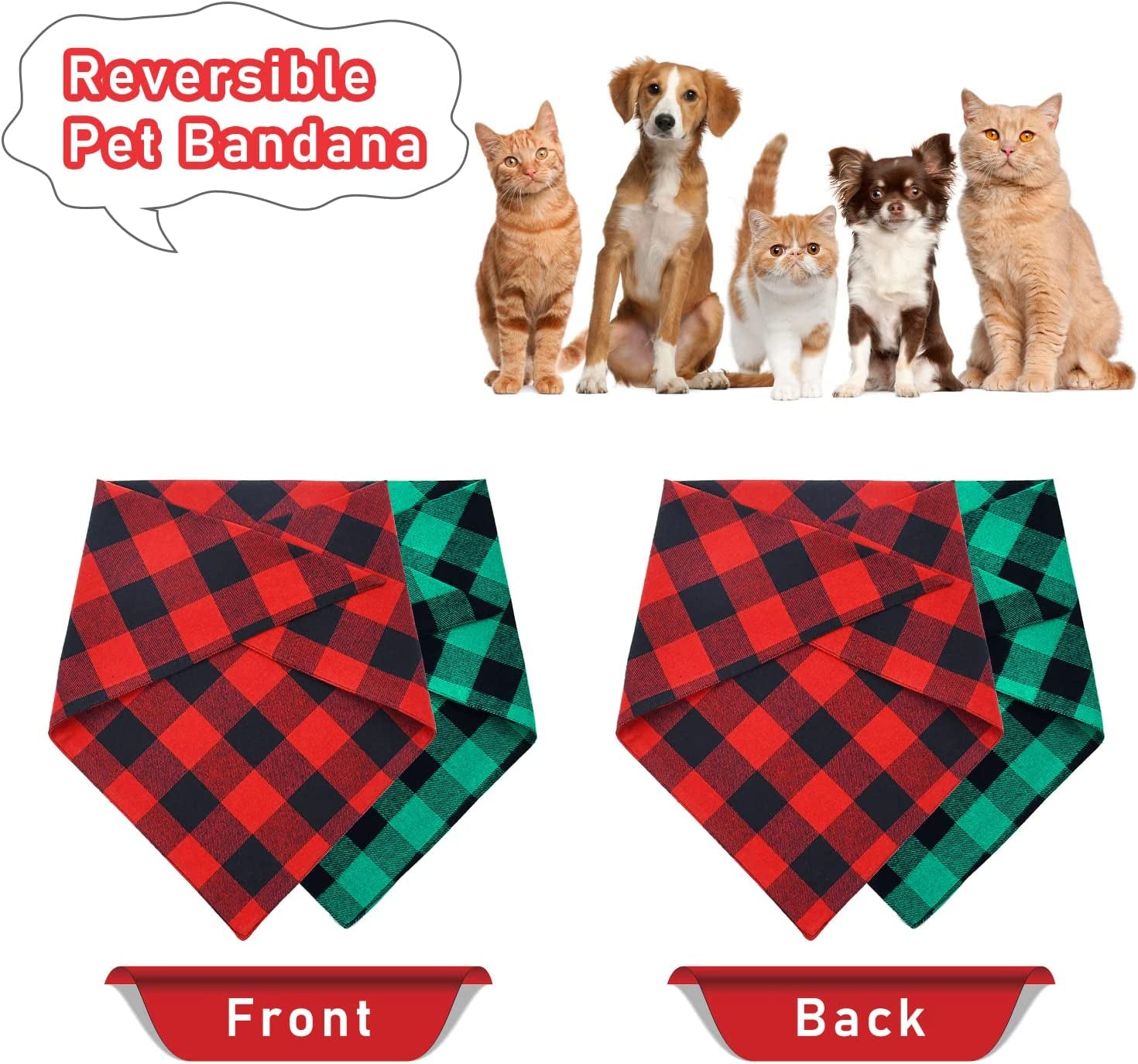 Malier 2 Pack Dog Bandana Christmas Classic Plaid Pet Bandana Scarf Triangle Bibs Kerchief Set Pet Costume Accessories Decoration for Small Medium Large Dogs Cats Pets Animals & Pet Supplies > Pet Supplies > Dog Supplies > Dog Apparel Malier   