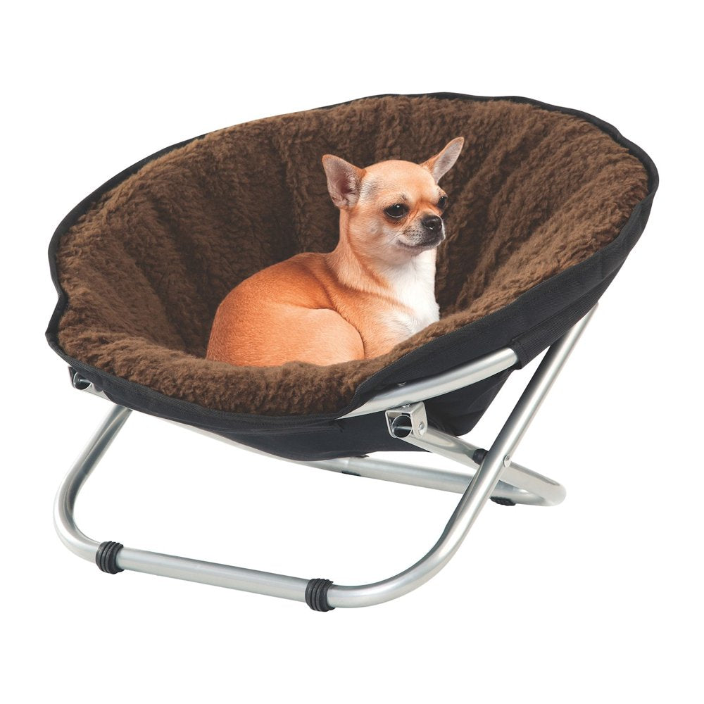 Folding Pet Cot Chair - Cat Bed, Brown Fleece Top Papasan Chair for Sm Animals & Pet Supplies > Pet Supplies > Cat Supplies > Cat Beds Etna   