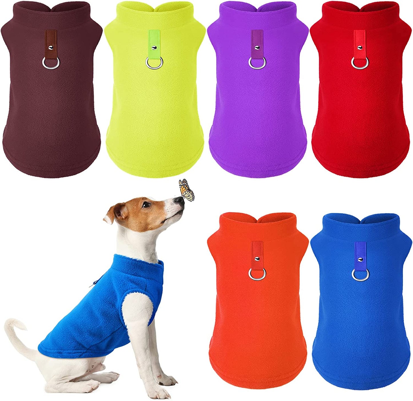 6 Pieces Dog Fleece Vest Dog Pullover Warm Dog Jacket Cold Weather Pet Sweater with Leash Ring Cozy Dog Clothes for Small Cats Dogs (Dark Colors, Small) Animals & Pet Supplies > Pet Supplies > Dog Supplies > Dog Apparel Weewooday Fresh Colors Large 