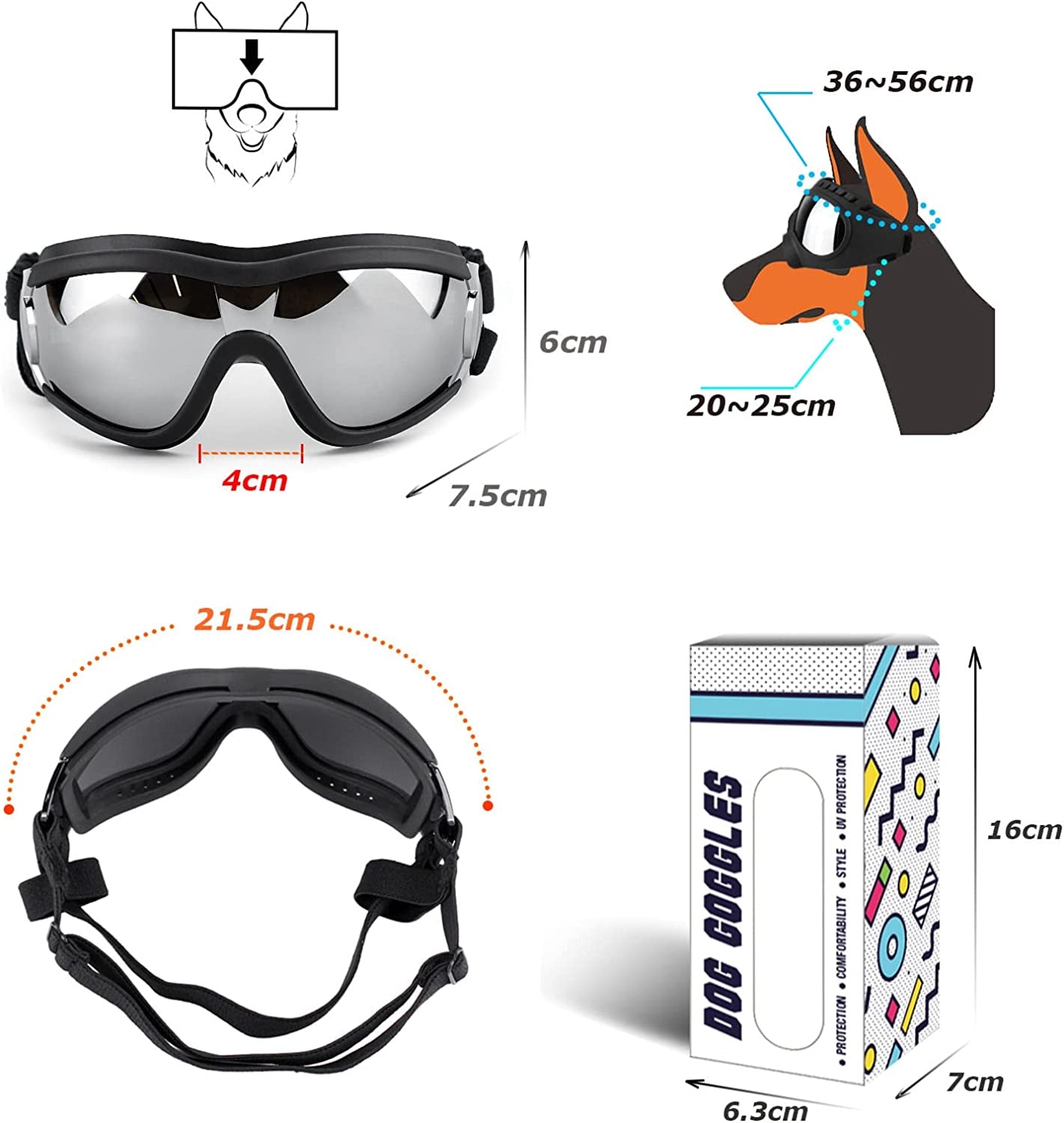 NMLC 2PCS Dog Sunglasses, Adjustable Soft Strap Dog Goggles, UV Protection, Wind and Snow Protection, Medium and Large Dogs Animals & Pet Supplies > Pet Supplies > Dog Supplies > Dog Apparel NMLC   