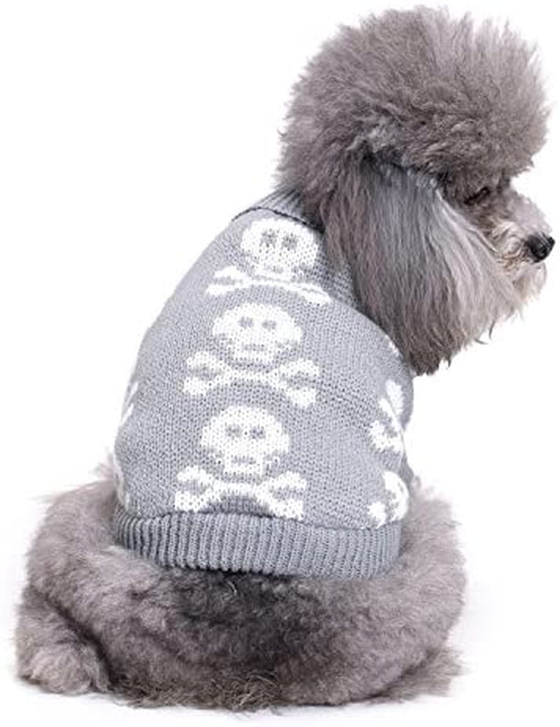 S-Lifeeling Skull Dog Sweater Holiday Halloween Christmas Pet Clothes Soft Comfortable Dog Clothes - Black,Xxl Animals & Pet Supplies > Pet Supplies > Dog Supplies > Dog Apparel PL Grey Dog - Back Length 8" 