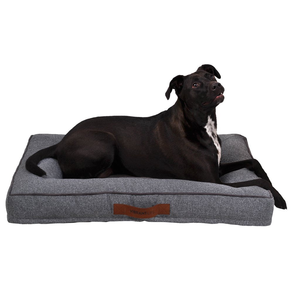 Vibrant Life Large Comfort Orthopedic Bolster-Style Dog Bed, Gray Animals & Pet Supplies > Pet Supplies > Cat Supplies > Cat Beds PM&J LLC   
