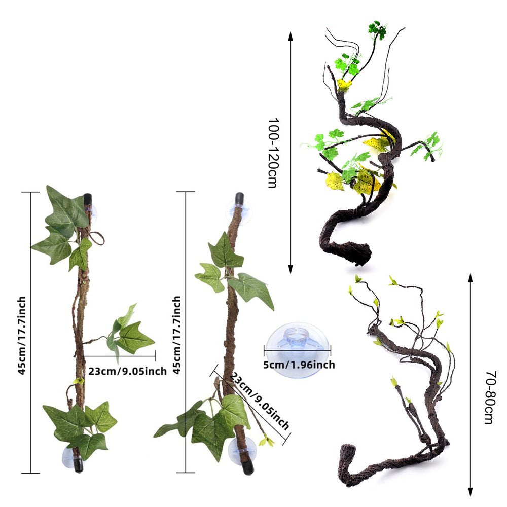 UDIYO Lizard Climbing Vines Fake Plant Breeding Tank Landscape Accessories Bearded Dragon Playing Toy Artificial Leaves Reptile Vines Terrarium Tank Reptile Habitat Decoration Pet Animals & Pet Supplies > Pet Supplies > Small Animal Supplies > Small Animal Habitat Accessories UDIYO   