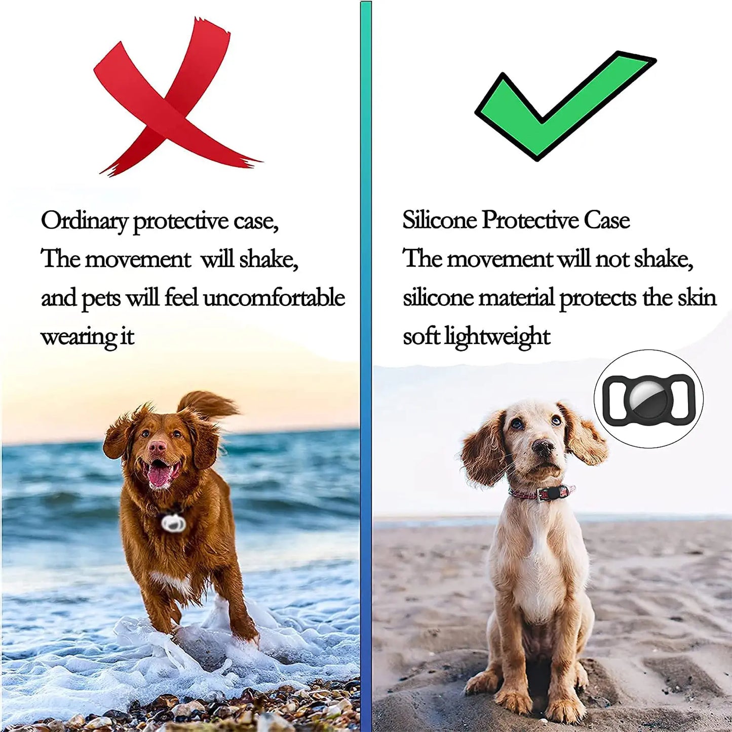 Airtag Holder Compatible Apple Air Tag,2 Pack Silicone Case for Pet Dog Cat Collar and Kid’S School Bag Backpack Black&Orange Electronics > GPS Accessories > GPS Cases JEANUE   