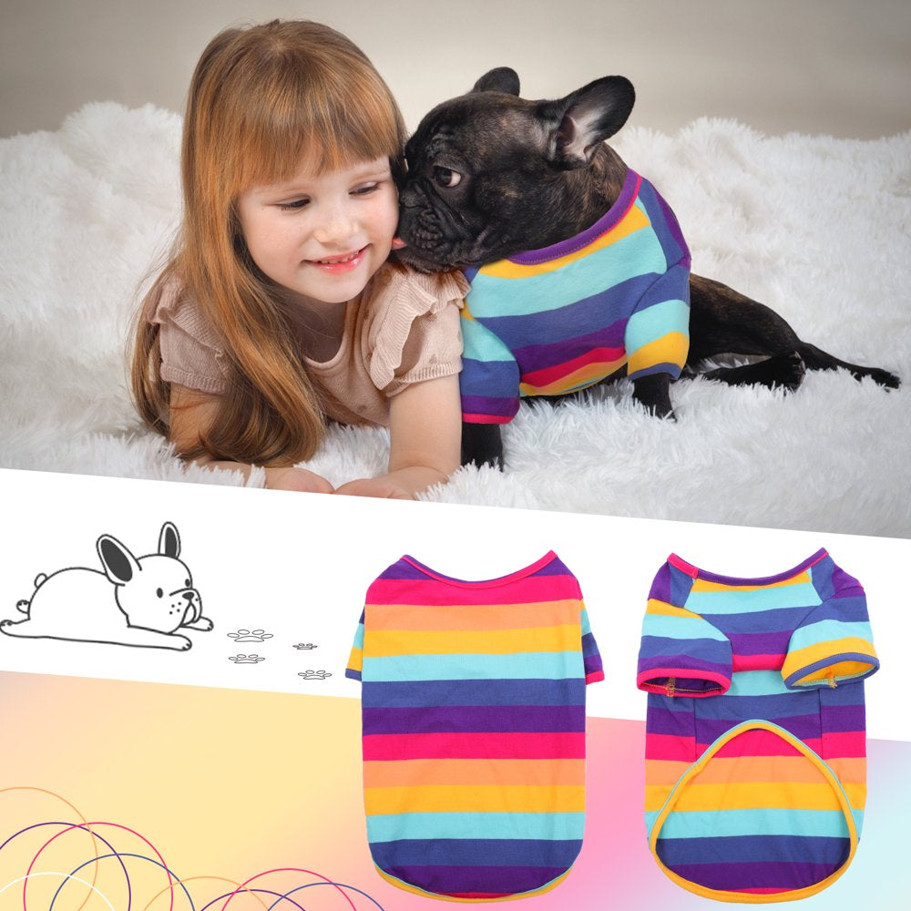 BRKURLEG Dog Striped T-Shirt, Breathable Colorful Cotton Pet Sweatshirt with Stripes for Puppies Cats Small Medium Large Dogs, Cat Dog Pajamas, Pet Apparel Animals & Pet Supplies > Pet Supplies > Dog Supplies > Dog Apparel BRKURLEG   