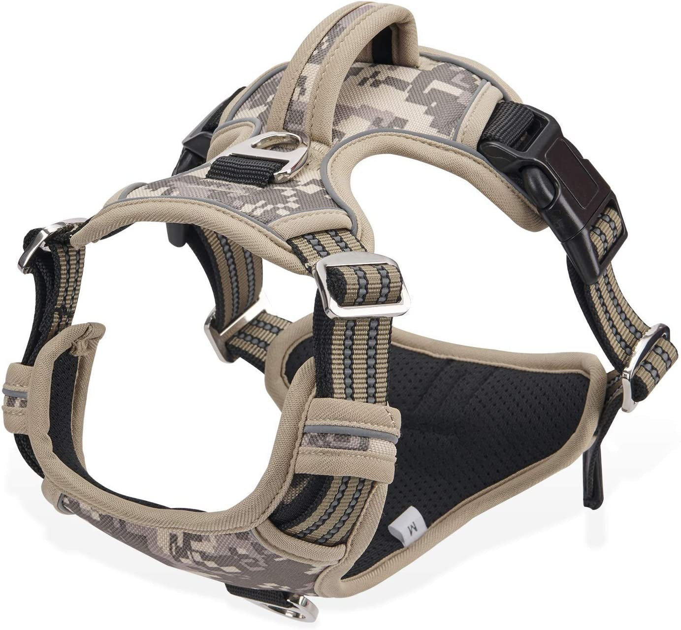 Dog Harness for Large Dogs No Pull with Handle 2 Metal Leash Clips, Adjustable Reflective Puppy Harness, Breathable Camo Oxford Padded Vest Easy Control Front Clip for Medium Large Dogs Animals & Pet Supplies > Pet Supplies > Dog Supplies > Dog Apparel Dociote Camouflage Sand Small (Pack of 1) 