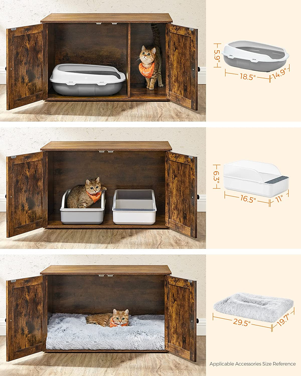 FEANDREA Hidden Cat Litter Box Enclosure, Rustic Brown UPCL002X01 Animals & Pet Supplies > Pet Supplies > Cat Supplies > Cat Furniture FEANDREA   