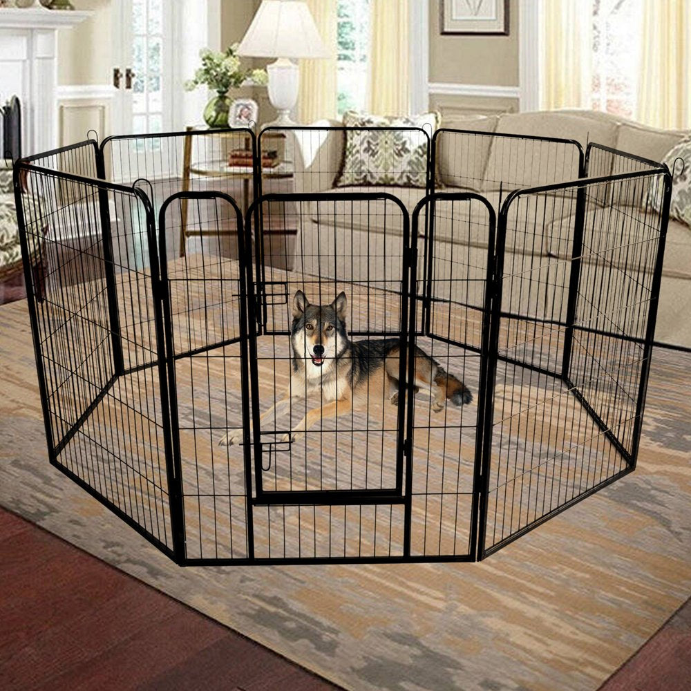 GIGA 1 Set Folding Dog Playpen Big Space Metal Heavy Duty Pet Enclosure Dog Run Fence for Puppy