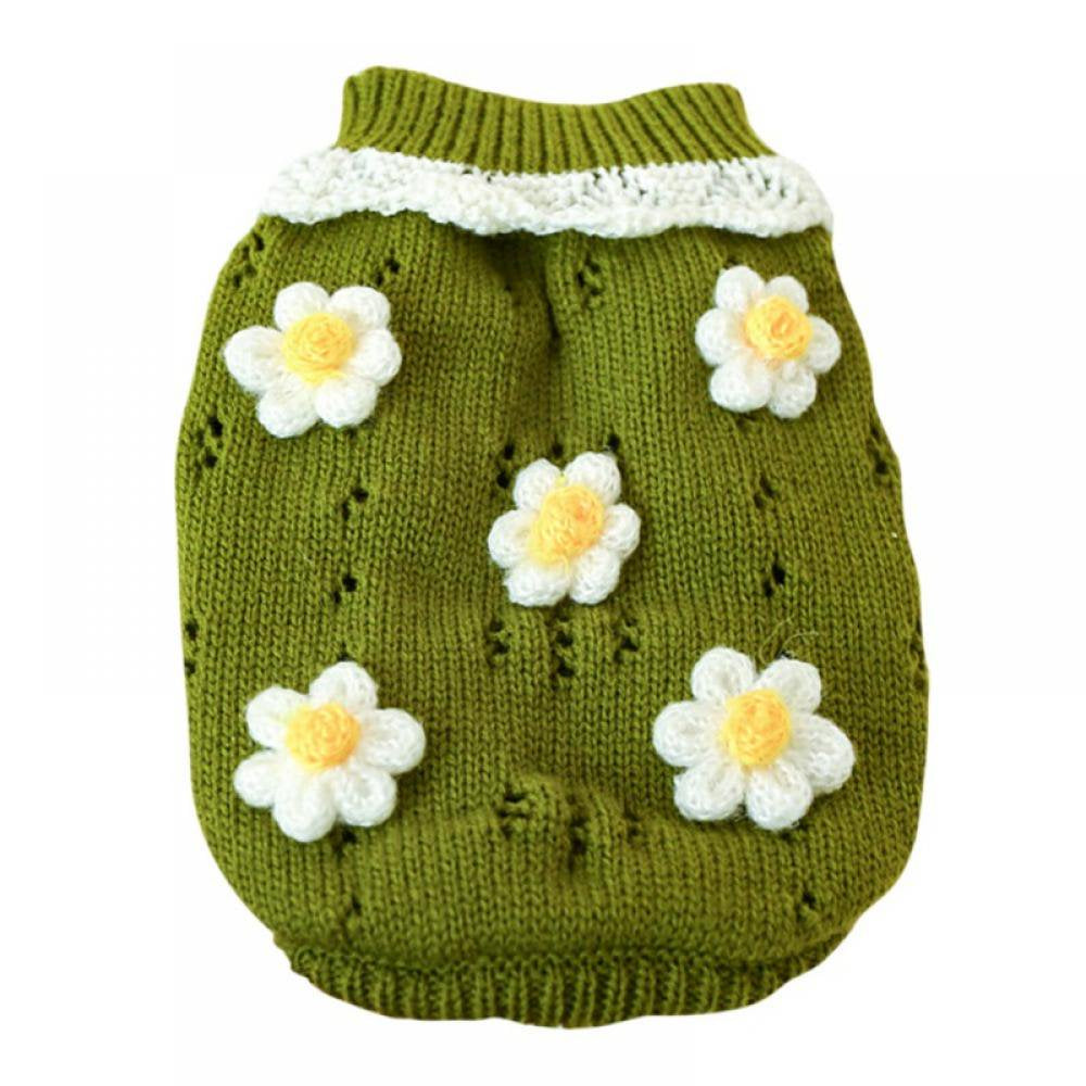 Small Dog Sweater Warm Pet Sweater Cute Knitted Flowers Blossoming Dog Sweaters for Small Dogs Girls Boys, Cat Sweater Dog Sweatshirt Clothes Coat Apparel for Small Dog Puppy Kitten Cat Animals & Pet Supplies > Pet Supplies > Dog Supplies > Dog Apparel Alvage S Green 