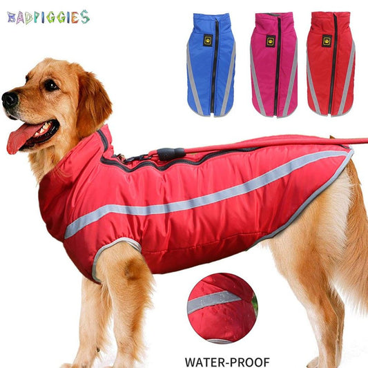 Badpiggies Reflective Dog Coat Winter Jacket, Waterproof Warm Pet Vest Snowsuit Windproof Outdoor Apparel for Medium Large Dogs Walking (XL, Red) Animals & Pet Supplies > Pet Supplies > Dog Supplies > Dog Apparel BadPiggies 4XL Rose Red 