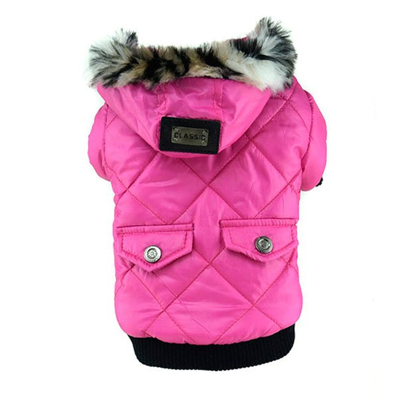 Puppy Fur Hooded Jacket with Pocket, Pet Dog Windproof Pullover Coat Winter Warm down Jacket Cotton-Padded Costume for Medium Small Doggy Cat Puppy Apparel,Black,Xxl Animals & Pet Supplies > Pet Supplies > Cat Supplies > Cat Apparel LINKABC L Rose Red 