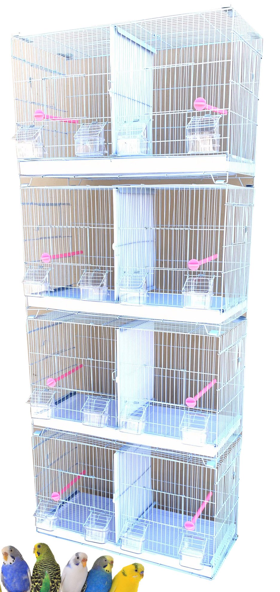 Combo-4 Stack & Lock Double Breeding Breeder Flight Aviary Canary Budgie Bird Quail Cage with Center Wire & Solid Dividers Breeding Nest Doors Rolling Stand Animals & Pet Supplies > Pet Supplies > Bird Supplies > Bird Cages & Stands Mcage   