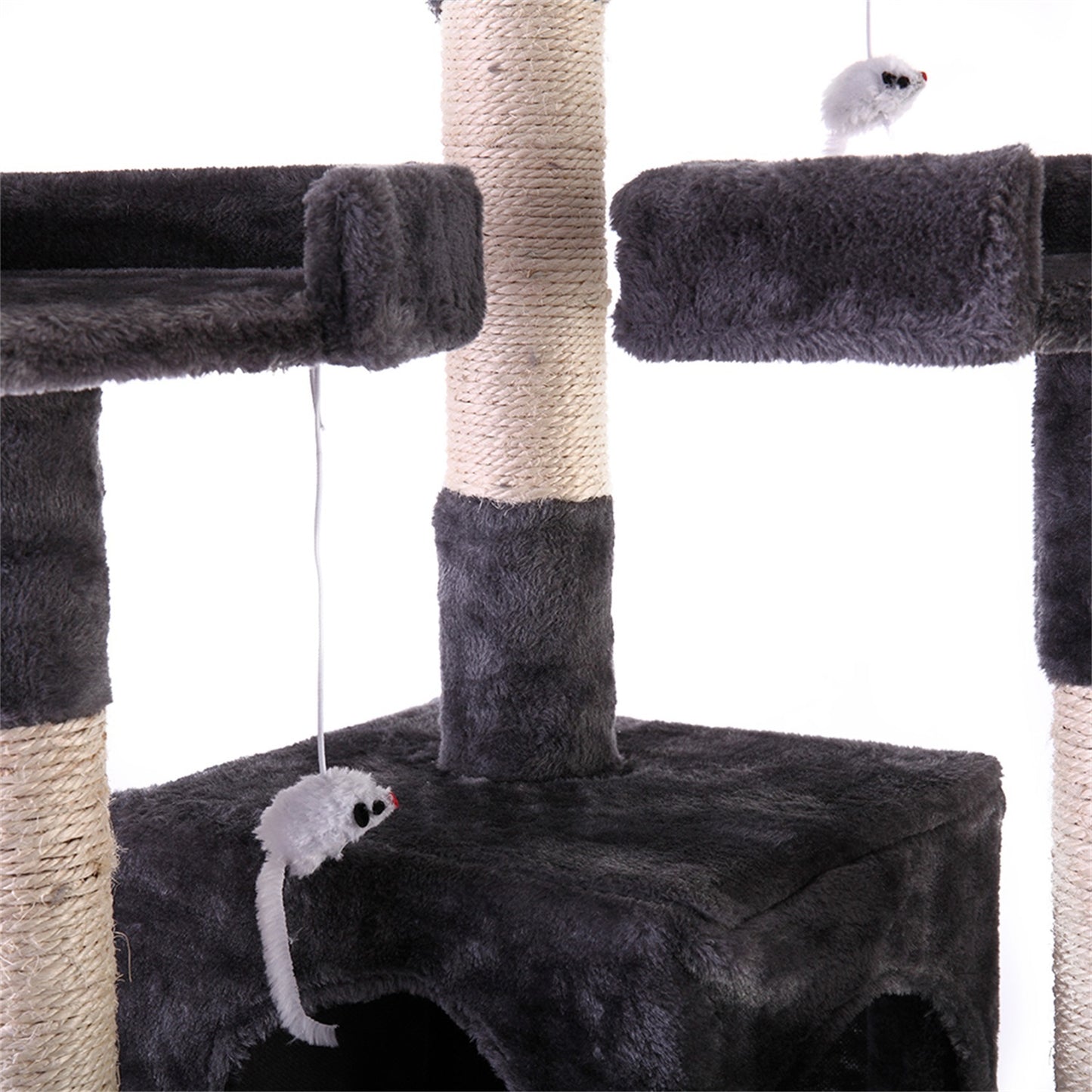 Pefilos Pet Furniture for Cats and Kittens - Cat Tower for Indoor Cats Tall Cat Tree for Big Cats Tiger Tough Cat Tree Tower Interactive Playground, Gray Animals & Pet Supplies > Pet Supplies > Cat Supplies > Cat Furniture Pefilos   