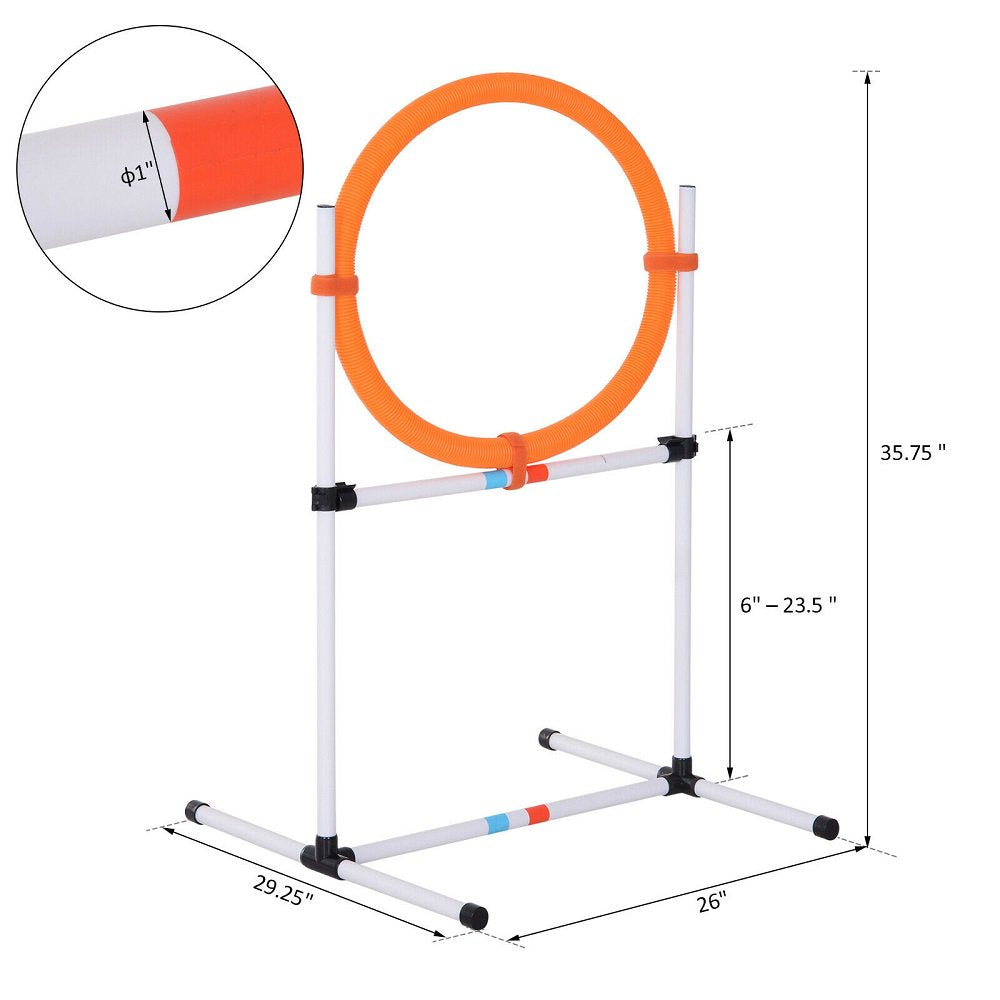 Jump Ring/Hurdle Bar Outdoor 2-In-1 Dog Obstacle Training Agility Equipment Tire Animals & Pet Supplies > Pet Supplies > Dog Supplies > Dog Treadmills Just QT   