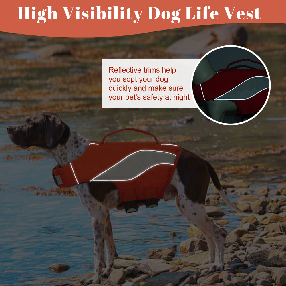 IDOMIK Dog Life Jacket, Reflective Dog Life Vest, Adjustable Ripstop Dog Lifesaver Pet Life Preserver with High Flotation Swimsuit for Small Medium and Large Dogs Animals & Pet Supplies > Pet Supplies > Dog Supplies > Dog Apparel IDOMIK   