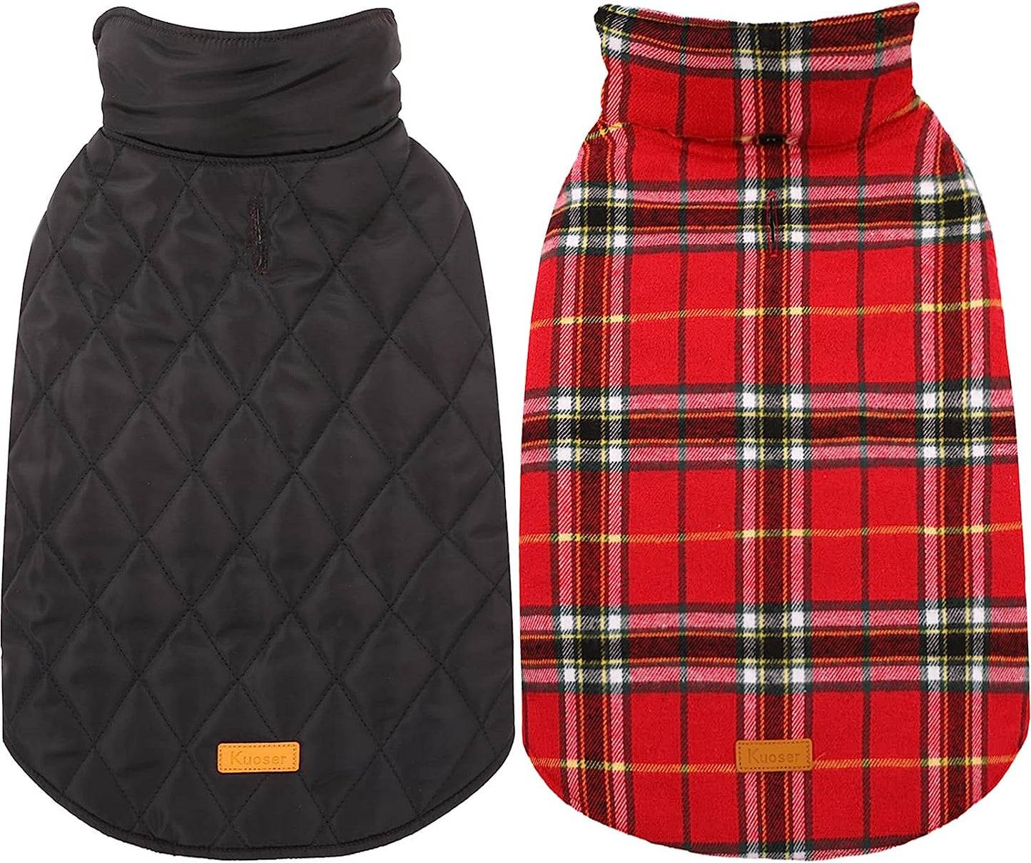 Kuoser Warm Dog Coat, Reversible Dog Jacket Waterproof Dog Winter Coat British Style Plaid Dog Clothes Pet Dog Cold Weather Coats Cozy Snow Jacket Vest for Small Medium Large Dogs Red M Animals & Pet Supplies > Pet Supplies > Dog Supplies > Dog Apparel Kuoser Bright Red X-Small (Pack of 1) 