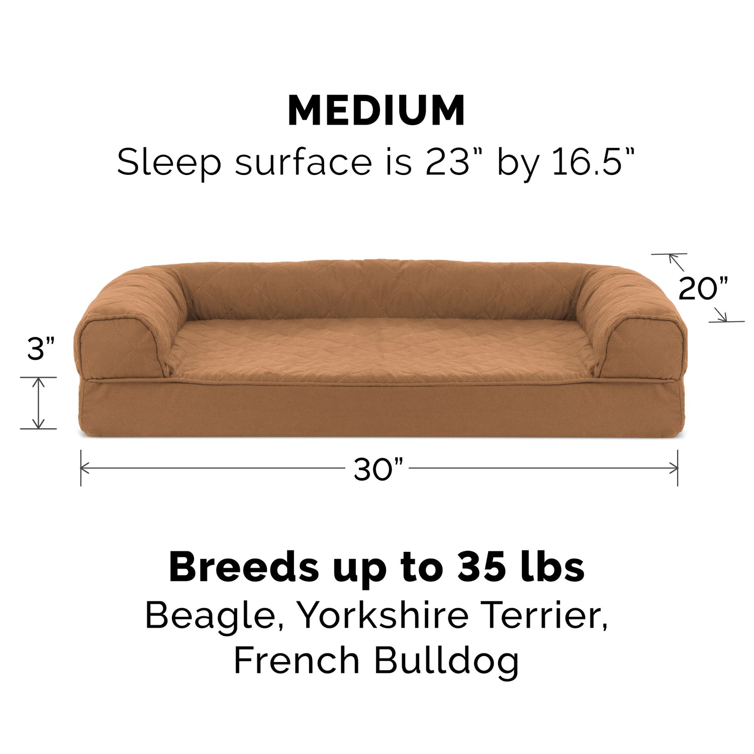 Furhaven Pet Products , Full Support Orthopedic Quilted Sofa-Style Couch Bed for Dogs & Cats, Toasted Brown, Medium Animals & Pet Supplies > Pet Supplies > Cat Supplies > Cat Beds FurHaven Pet   