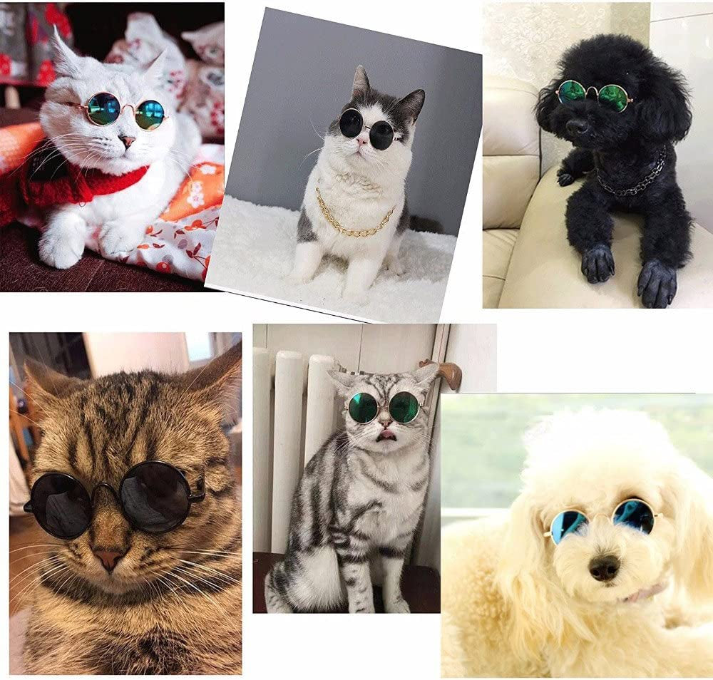 Coolrunner Cute and Funny Pet Sunglasses Classic Retro Circular Metal Prince Sunglasses for Cats or Small Dogs Fashion Costume Animals & Pet Supplies > Pet Supplies > Dog Supplies > Dog Apparel Coolrunner   