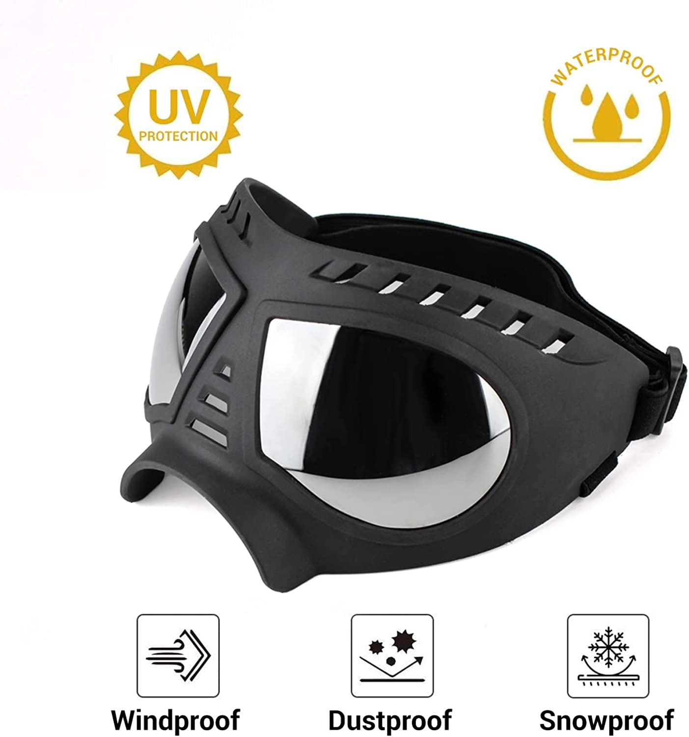 Dog Sunglasses Goggles Medium to Large Breed, Sun Light Protection Goggles for Medium Dogs, Windproof Large Dogs Mask Glasses for Outdoor Sports, Black Animals & Pet Supplies > Pet Supplies > Dog Supplies > Dog Apparel PETLESO   