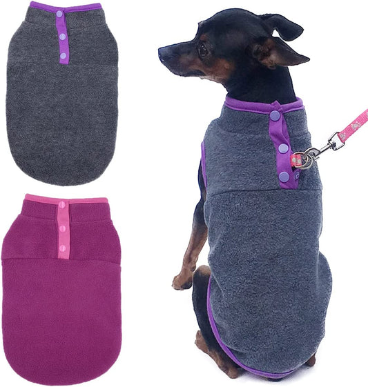 2 Pack Dog Fleece Vest Sweater, Warm Pullover Fleece Puppy Jacket, Autumn Winter Cold Weather Coat Clothes, Pet Stretch Fleece Apparel with Buttons Costumes for Small Medium Dogs Cats (Small) Animals & Pet Supplies > Pet Supplies > Dog Supplies > Dog Apparel Tealots Fuchsia+Gray X-Large 