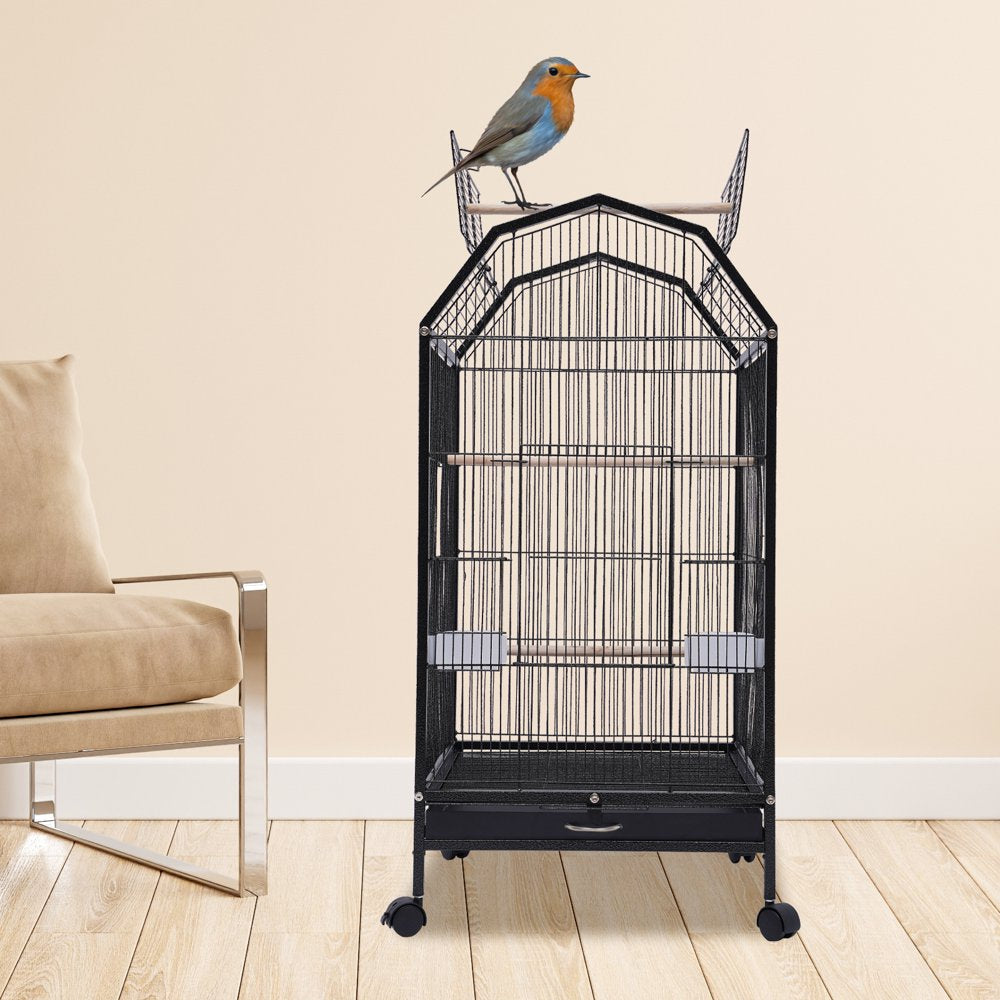 Miumaeov Parakeet Bird Cage with Stand Metal Pet Bird Flight Cages Large Finch Bird Cage for Conure Canary Parakeet Macaw Finch Cockatoo Budgie Cockatiels Parrot Pet House, Black Animals & Pet Supplies > Pet Supplies > Bird Supplies > Bird Cages & Stands Miumaeov   