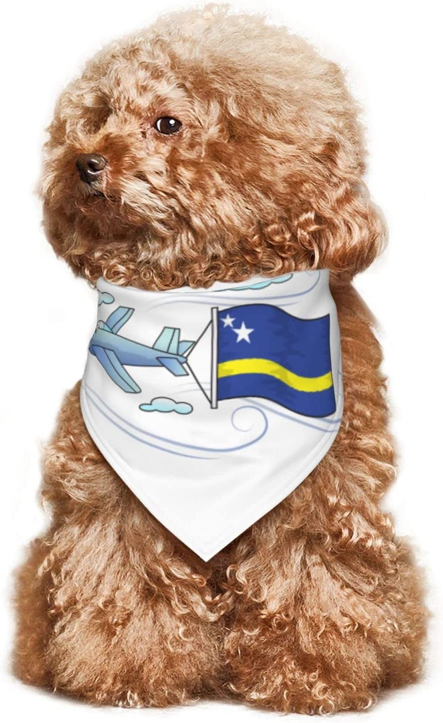 Airplane with Flag Curacao Pet Dog and Cat Decorative Triangle Scarf,Dog Bandana,Breathable and Stain Resistant. Animals & Pet Supplies > Pet Supplies > Dog Supplies > Dog Apparel ZALTAS   