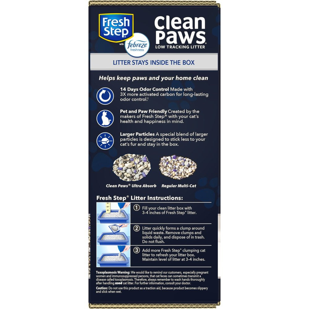 Fresh Step Clean Paws Ultra Absorb Clumping Cat Litter with the Power of Febreze - 22.5 Pounds Animals & Pet Supplies > Pet Supplies > Cat Supplies > Cat Litter The Clorox Company   