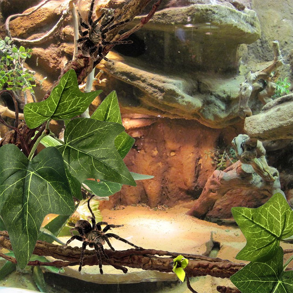 JUNTEX 2Pcs Artificial Reptile Plants for Climbing Lifelike Terrarium Plastic Jungle Bendable Vines Amphibian Habitat Ornaments Animals & Pet Supplies > Pet Supplies > Reptile & Amphibian Supplies > Reptile & Amphibian Habitats JUNTEX   