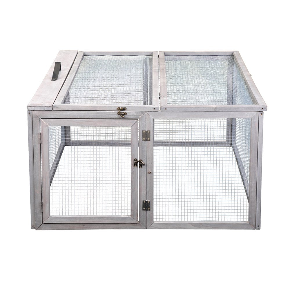 Kepooman Small Animal Folding Enclosure, Outdoor for Rabbits Chicks Guinea Pigs Wood Playpen with Roosting Bar, Gray Animals & Pet Supplies > Pet Supplies > Dog Supplies > Dog Kennels & Runs Kepooman   