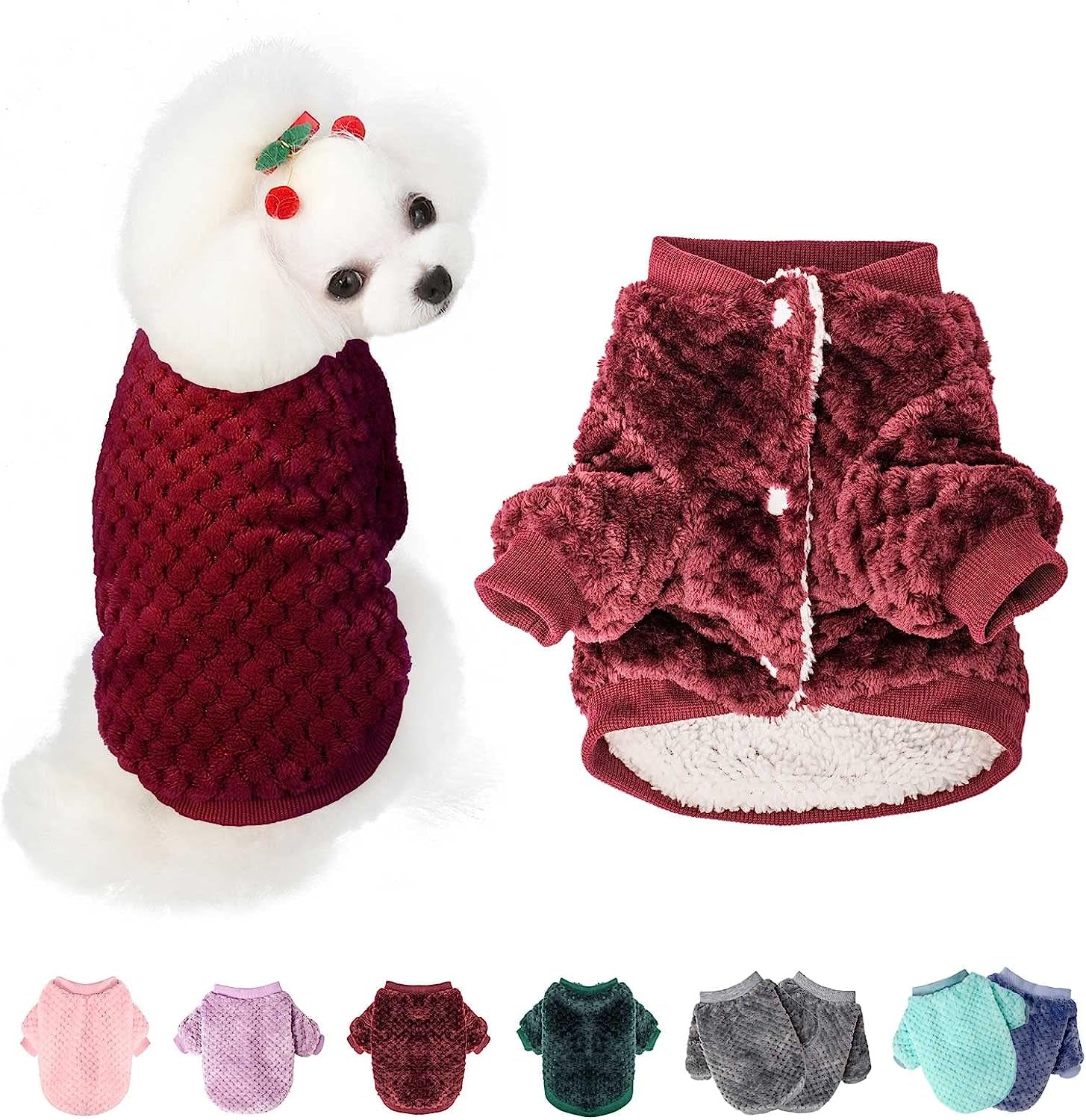 Dog Sweater, Dog Coat for Small Medium Dog or Cat, Warm Soft Flannel Pet Jacket for Puppy, Dogs Girl or Boy, Dog Cold Weather Coats Vest for Winter Christmas (Small, Pink) Animals & Pet Supplies > Pet Supplies > Dog Supplies > Dog Apparel POMIU Dark Red Large 