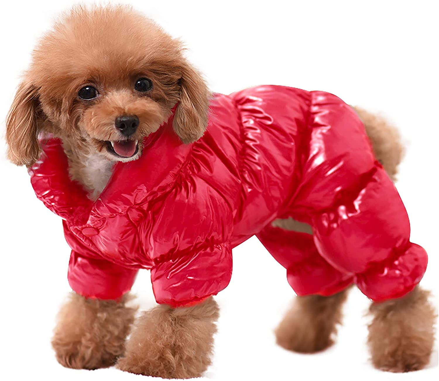 AOFITEE Dog Coat, Waterproof Dog Jacket for Winter, Fullbody Dog Coats Snowsuit, Windproof Puppy down Jacket Puffer Coat, Fleece Winter Vest for Dogs, Cold Weather Dog Coats for Small Dogs, Pink, L Animals & Pet Supplies > Pet Supplies > Dog Supplies > Dog Apparel AOFITEE Red Chest: 17.7", Back Length: 14.2" 