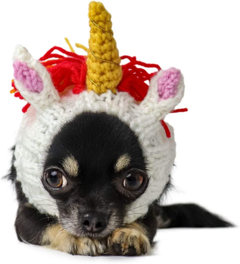 Zoo Snoods Unicorn Costume for Dogs, Large - Warm No Flap Ear Wrap Hood for Pets, Dog Outfit for Winters, Halloween, Christmas & New Year, Handmade Soft Yarn Ear Covers Animals & Pet Supplies > Pet Supplies > Dog Supplies > Dog Apparel Zoo Snoods   