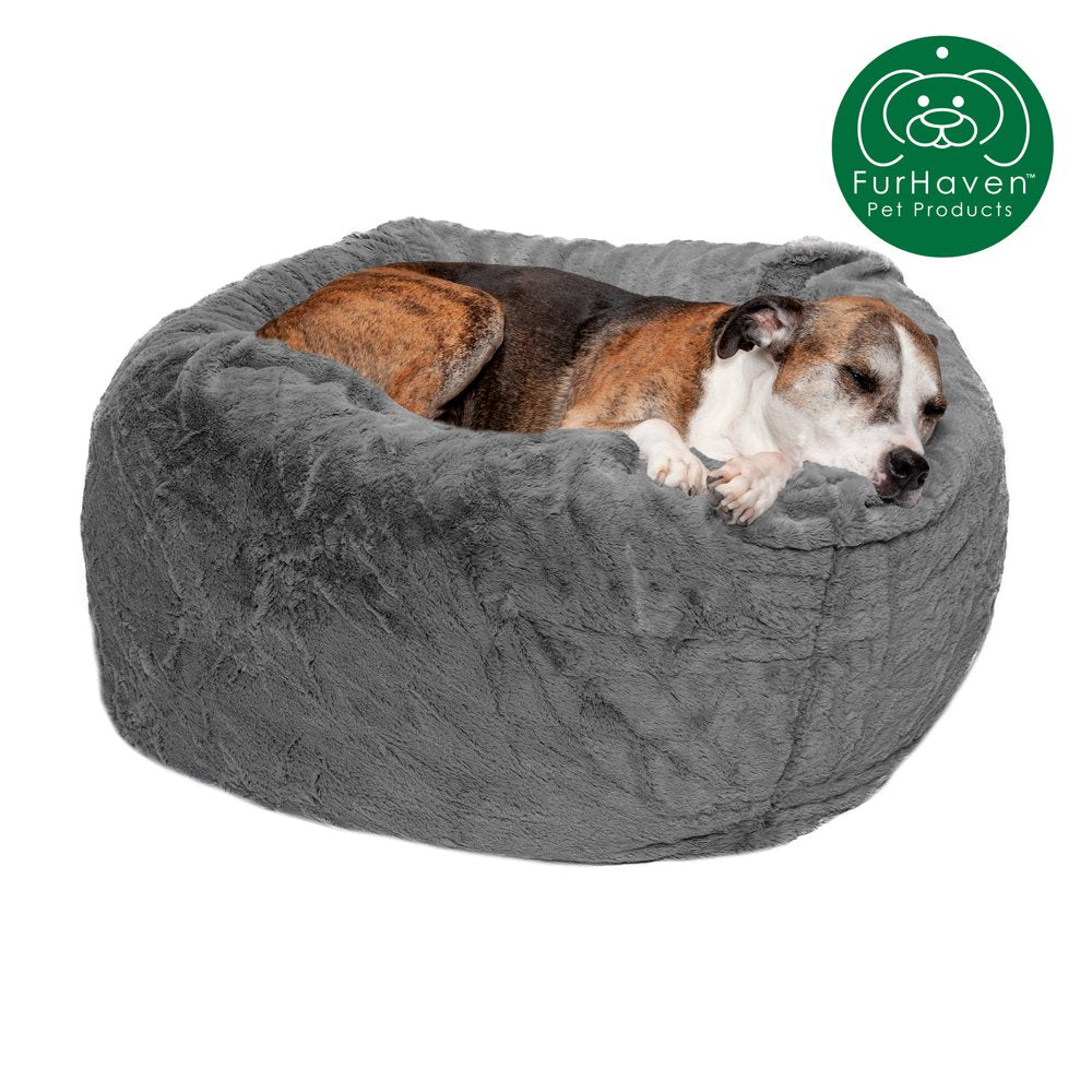 Furhaven Pet Products round Plush Ball Pet Bed for Dogs & Cats, Espresso, Extra Large Animals & Pet Supplies > Pet Supplies > Cat Supplies > Cat Beds FurHaven Pet L Gray Mist 