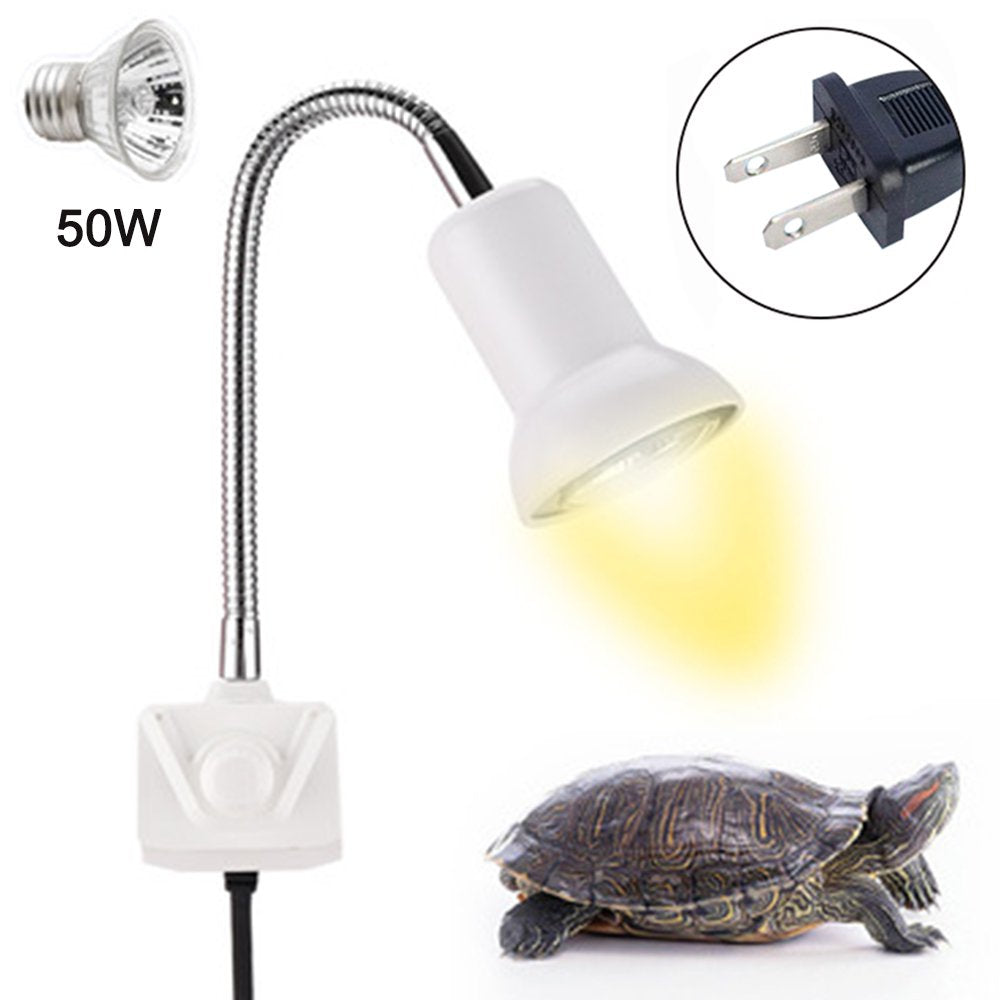 Reptile Heat Lamp Sun Lamp with Adjustable Holder Clamp Lamp with Switch Turtle Basking Spot Light with 360°Rotatable Arm Power Adapter for Lizard Turtle Snake Amphibian Animals & Pet Supplies > Pet Supplies > Reptile & Amphibian Supplies > Reptile & Amphibian Food Saikoo 50W  